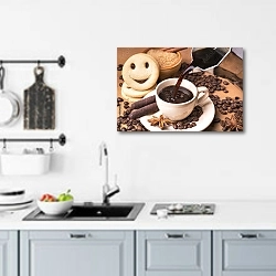 «Утренний кофе с печеньем и шоколадом» в интерьере кухни над мойкой