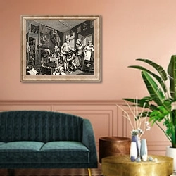 «The Young Heir Takes Possession of the Miser's Effects, plate I, 1833» в интерьере классической гостиной над диваном
