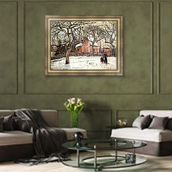 «Chestnut Trees at Louveciennes, c.1871-2» в интерьере классической гостиной над диваном