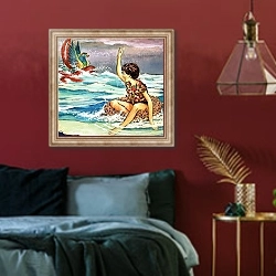 «Peter Pan and Wendy 45» в интерьере спальни с акцентной стеной
