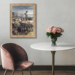 «The Garde Nationale de Paris Leaves to Join the Army in September 1792, c.1833-36 2» в интерьере в классическом стиле над креслом