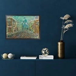 «Черновцы, городская улица в ярких красках» в интерьере в классическом стиле в синих тонах
