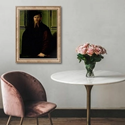 «Portrait of a Man 1» в интерьере в классическом стиле над креслом