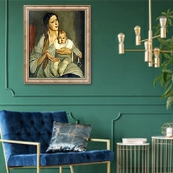 «Motherhood,» в интерьере в классическом стиле с зеленой стеной
