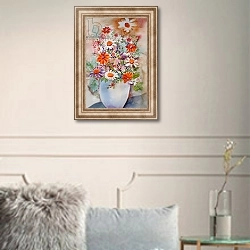 «White vase with daisies» в интерьере в классическом стиле в светлых тонах