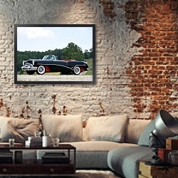 «Buick Skylark '1954» в интерьере гостиной в стиле лофт с кирпичной стеной