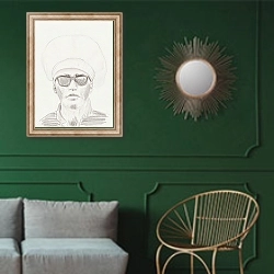 «Untitled 11» в интерьере классической гостиной с зеленой стеной над диваном