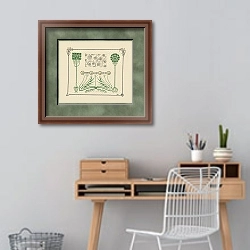 «Abstract design based on leaves and arabesques» в интерьере кабинета с деревянным столом