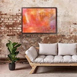 «Абстрактная картина #12» в интерьере гостиной в стиле лофт над диваном