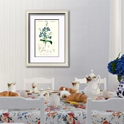 «Шалфей отклонённый (Salvia patens)» в интерьере столовой в стиле прованс над столом