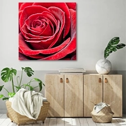 «Красная роза 2» в интерьере современной комнаты над комодом