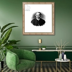 «Joseph Warren» в интерьере гостиной в зеленых тонах