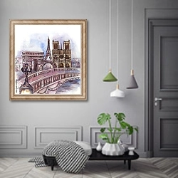 «Париж, акварель» в интерьере коридора в классическом стиле