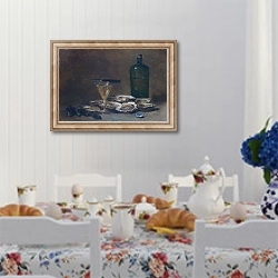 «Натюрморт с устрицами» в интерьере кухни в стиле прованс над столом с завтраком