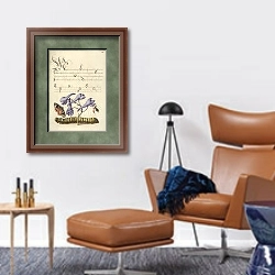 «Scarlet Tiger-Moth, Larkspur, Insect, and Caterpillar» в интерьере кабинета с кожаным креслом