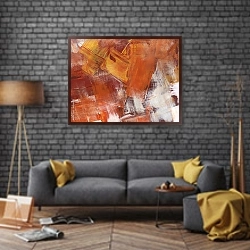 «Абстрактная картина #8» в интерьере в стиле лофт над диваном