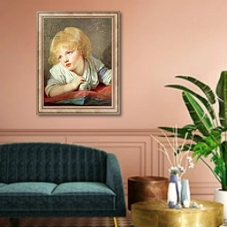 «Child with an Apple, late 18th century» в интерьере классической гостиной над диваном