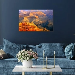 «Гранд Каньон. Аризона 5» в интерьере современной гостиной в синем цвете