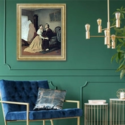 «Приезд институтки к слепому отцу.1870» в интерьере в классическом стиле с зеленой стеной