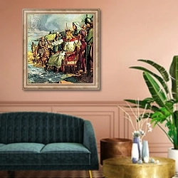 «King Canute Defies the Waves» в интерьере классической гостиной над диваном