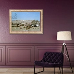 «Jerusalem from the Mount of Olives, 1880» в интерьере в классическом стиле в фиолетовых тонах