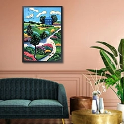 «Bird Paradise» в интерьере классической гостиной над диваном
