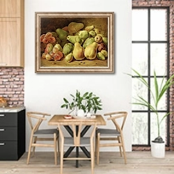 «Fruit Still Life» в интерьере кухни с кирпичными стенами над столом