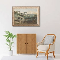 «Forest Valley with Wood Logs» в интерьере в классическом стиле над комодом