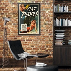 «Ретро-Реклама 189» в интерьере кабинета в стиле лофт с кирпичными стенами