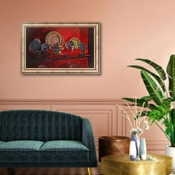 «Red Alcove with Teapot» в интерьере классической гостиной над диваном