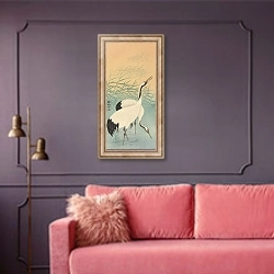 «Two cranes» в интерьере гостиной с розовым диваном