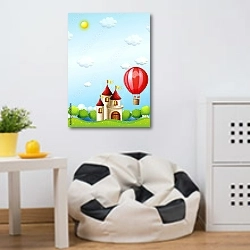 «Замок и воздушный шар» в интерьере детской комнаты для маленького футболиста