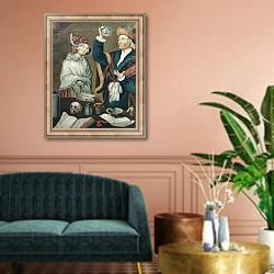«The Urine Examination» в интерьере классической гостиной над диваном