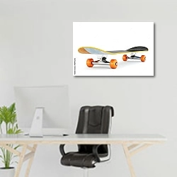«Скейтборд» в интерьере офиса над рабочим местом
