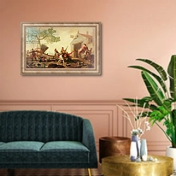 «The Fight at the Venta Nueva, 1777» в интерьере классической гостиной над диваном