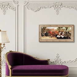«The Prince and Princess of Wales on their Way to the Queen's Drawing-Room» в интерьере в классическом стиле над банкеткой
