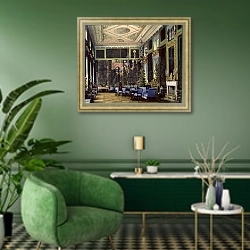 «The Chinese Room in the Great Palais in Tsarskoye Selo» в интерьере гостиной в зеленых тонах