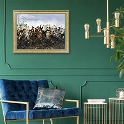 «The Battle of La Fere-Champenoise, on the 25th March 1814, 1891» в интерьере в классическом стиле с зеленой стеной