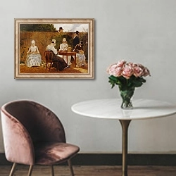«The Chalon Family in their London Town Garden, early 1800s» в интерьере в классическом стиле над креслом