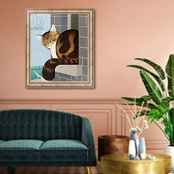 «Cat on a Window Sill» в интерьере классической гостиной над диваном