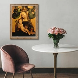 «Madonna and Child Crowned by Two Angels, c.1520» в интерьере в классическом стиле над креслом