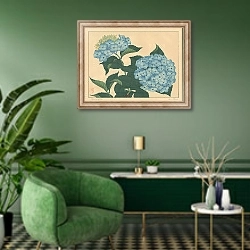 «Hydrangea» в интерьере гостиной в зеленых тонах