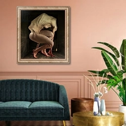 «Shame,2012,» в интерьере классической гостиной над диваном
