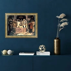 «The Christening of Grand Duke Vladimir, 1885-96» в интерьере гостиной в бордовых тонах