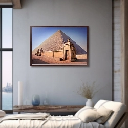 «Египет. Пирамида Хеопса. Эклектика» в интерьере современной гостиной в розовых тонах