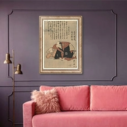 «Ichikawa Ebizo III and Ichikawa Shinnosuke, 1798» в интерьере гостиной с розовым диваном