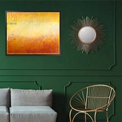«Separation Anxiety, 2006» в интерьере зеленой гостиной над диваном