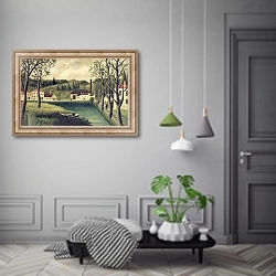 «Landscape with a Fisherman, after 1886» в интерьере коридора в классическом стиле