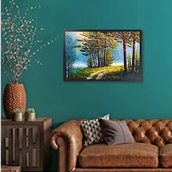 «Дорожка в хвойном летнем лесу» в интерьере в классическом стиле в светлых тонах