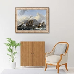 «The Eendracht and a Fleet of Dutch Men-of-war» в интерьере в классическом стиле над комодом